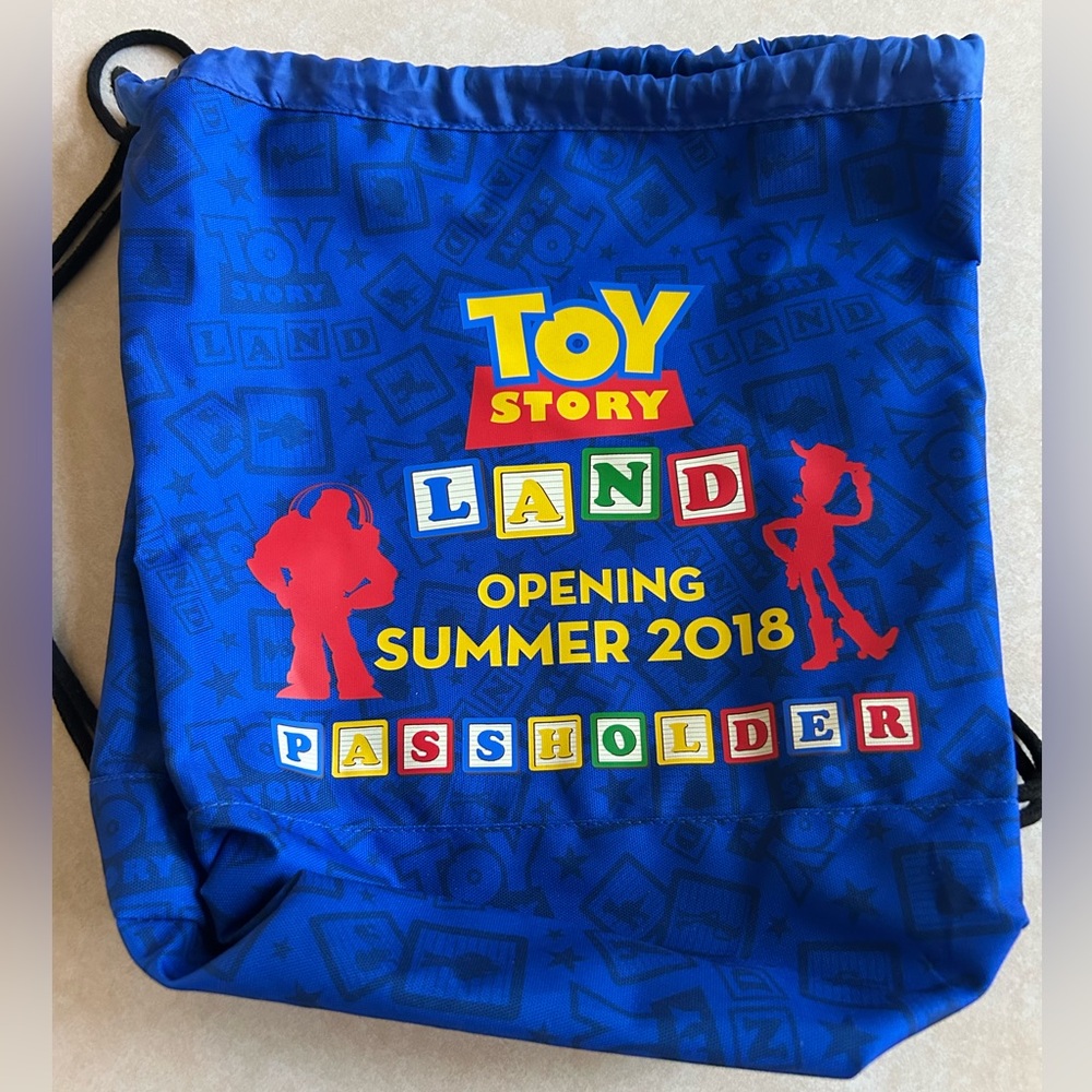 Disney Toy Story Land Opening Passholder Exclusive 2018 Drawstring Backpack Bag